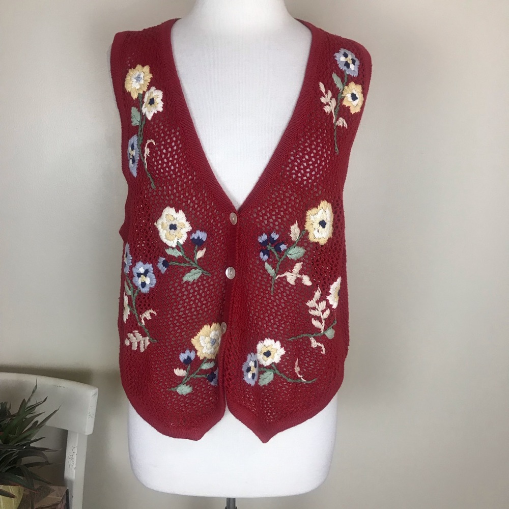 Vintage Jantzen Petite Embroidered Netted Vest